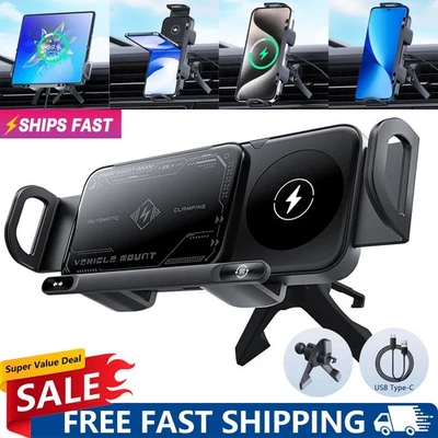 Wireless Car Charger Fast Charging Mount Folding Screen Clamping Phone Holder US - Image 1 of 4