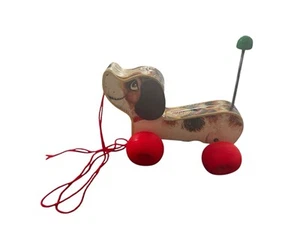 Vintage 1965 Fisher Price "Little Snoopy" Wooden Puppy Dog Pull Toy - Picture 1 of 8
