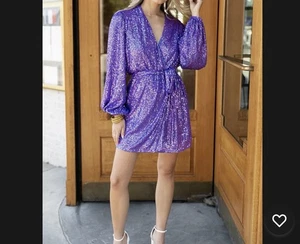 Vestido Buddy Love Adeline Lentejuelas Envolvente Púrpura Talla XL Fiesta Cóctel NUEVO NUEVO CON ETIQUETAS - Imagen 1 de 13