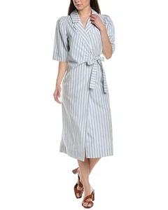 Ganni Midi Wrap Dress Women's Blue 40 - Picture 1 of 3