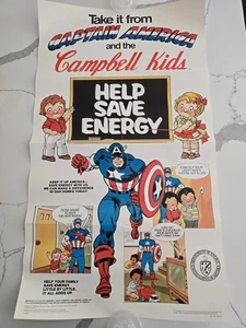 1980 Captain America Campbell Kids Marvel 14 x 24" Poster Folded - Picture 1 of 7