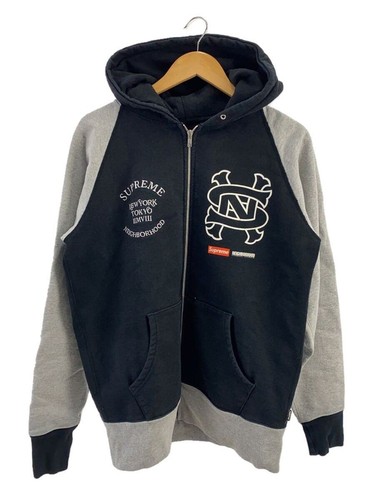 Felpa Supreme Zip con Cappuccio 07FW SN LOGO QUARTIERE 2 COTONE STAMPA NERA usata