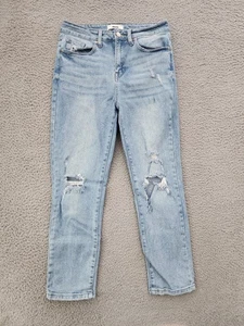 JBD Jeans Womens 27 Blue Distressed High Rise Straight Leg Just Black Denim - Picture 1 of 14