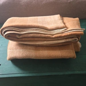Vintage Onkaparinga Brown Orange Check Pure Wool Double/Queen Blanket 180x230cm - Picture 1 of 12