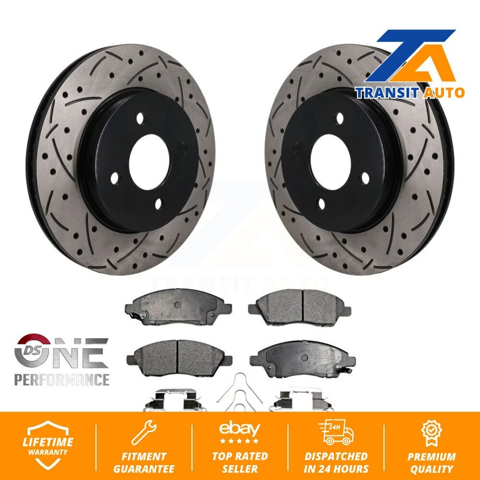 Front Drilled Slot Brake Rotor Semi-Metallic Pad Kit For Nissan Micra Versa Note - Image 1 of 4