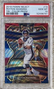 Select Concourse 2019 tri color Prizm/199 Peyton Manning PSA 10 POP 4 - Imagen 1 de 2