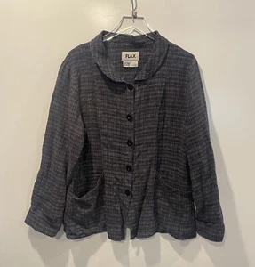 Chaqueta Blazer FLAX Lino Patrón Cuadros Lagenlook Mujer Talla Mediana (211) - Imagen 1 de 3