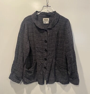 FLAX Womens Linen Blazer Jacket Lagenlook Size Medium (211) - Image 1 of 4