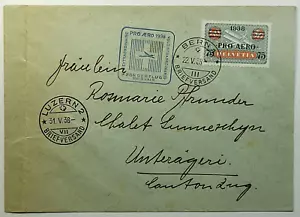 1938 Switzerland Overprint Swissair Special Flight Bern to Lucerne - Picture 1 of 2