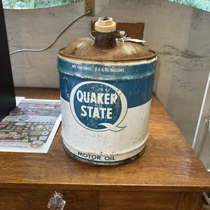 Quaker State 5 Gallon Oil Can 1960s - Picture 1 of 9