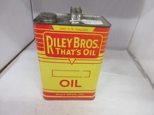 VINTAGE ADVERTISING RILEY BROS OIL 1 GALLON CAN SHOP TIN M-861 - Picture 1 of 6