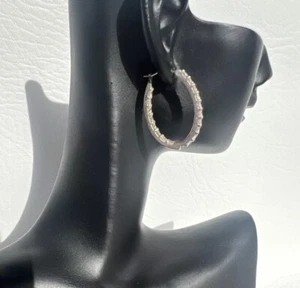 1 Zoll CZ Hufeisen Creolen 925 Sterling Silber 5,1 g - Bild 1 von 6