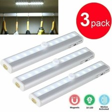 3pcs 10 LED PIR Motion Sensor Light  Wireless Night Closet Magnetic Lamp Indoor