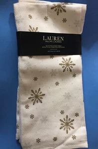 RALPH LAUREN SNOW FLAKE HOLLIDAY KÜCHENTÜCHER 2ER SET GOLD UND SILBER - Bild 1 von 3