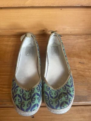 Ugg Australia Indah Marrakech Ballet Estilo Plano 1002691 Verde Púrpura Talla 7.5 Foto 1 de 4