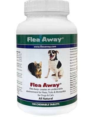 FLEA AWAY 100Tablets Flea Tick Mosquito Repellent Medication Medicine Pills for Dogs& Cats