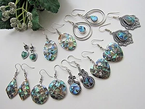 Blue\ Green Paula Abalone Shell Drop Studs, Earrings - NEW. - Picture 1 of 88