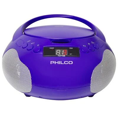 PHILCO Portable Cd Player Boombox With Speakers And Am Fm Radio | Purple Boom Box Cd Pl