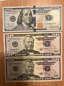 Lot of 3 $50/$100 Dollar Bill “Star Note ” SS004 - Picture 1 of 2
