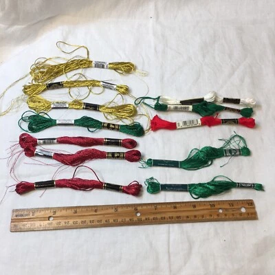 Mixed Lot of 12 DMC Metallic Embroidory Rayon Cotton Floss Skeins - Image 1 of 4