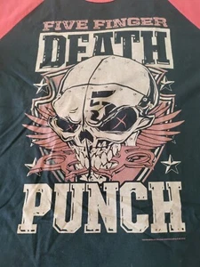Five Finger Death Punch Rock Band Men’s Red & Black Skull Shield Size L 2015🔥 - Picture 1 of 22