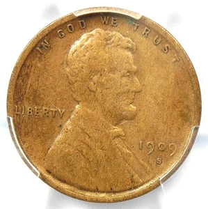 1909-S VDB Lincoln Wheat Cent 1C Penny - PCGS Fine Details - Rare Key Date Coin! - Picture 1 of 4