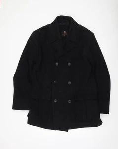Burton Herren Schwarz Wollmischung Pea Coat Jacke Größe M Regular Fit - Bild 1 von 12