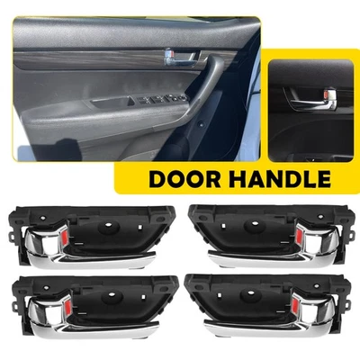 Внутренняя дверная ручка для 2011-2015 Kia Sorento 4 шт левая и правая комбинированная хромированная - Изображение 1 из 4