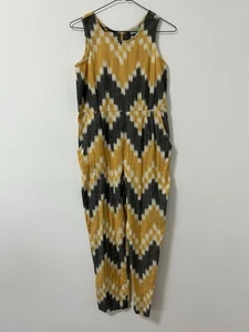 The Odells Anthropologie Jumpsuit Romper Ikat Cotton Size LG Yellow Boho Summer - Picture 1 of 10