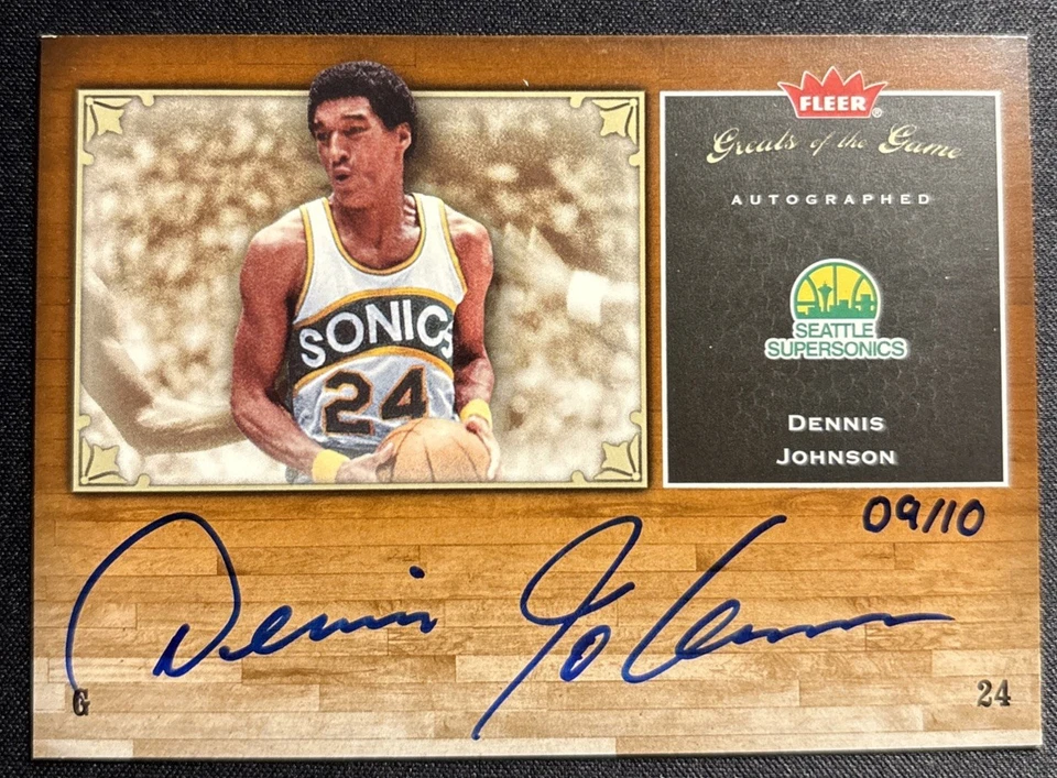 Dennis Johnson 2005-06 Fleer Greats of the Game Auto GOLD #09/10 SUPERSONICS SSP - Image 1 of 2