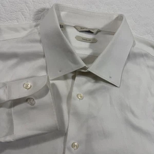 SUITSUPPLY Traveller Dress Shirt White Textured Cotton Mens XL ( 44 17.5) - Picture 1 of 13