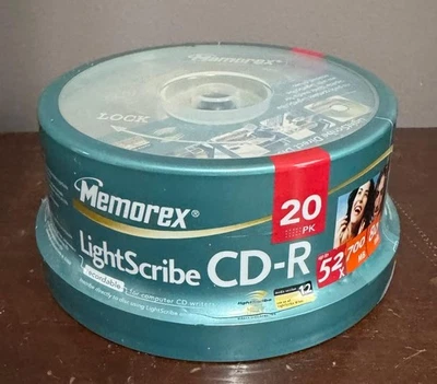 Memorex LightScribe CD-R, 52X, 700 MB, 80 min, 20 Disc Pack, NEW FACTORY SEALED - Image 1 of 3