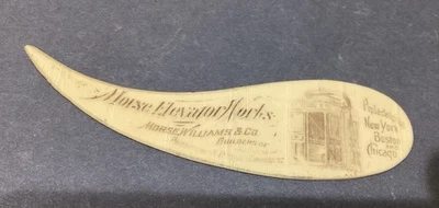 ABRIDOR DE CARTAS PUBLICIDAD CELULOIDE MORSE ELEVATOR WORKS PHILADELPHIA - 1890’S Foto 1 de 4