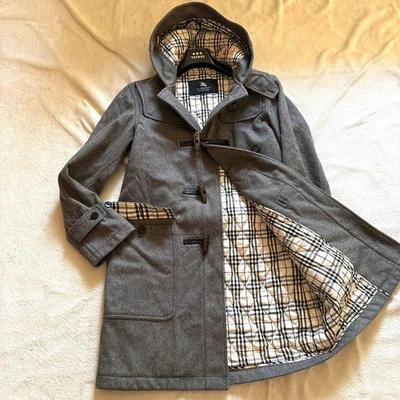 Burberry Black Label Duffle Coat Nova Check Gray Cashmere Men M #EK BCA - Image 1 of 4