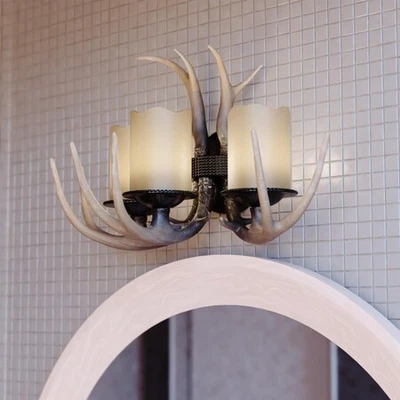 VAXCEL W0046 Yoho 3 Light Bronze Rustic Antler Bathroom Vanity Fixture - Image 1 of 4