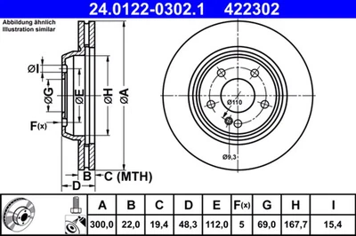 Jeu de 2 disques de frein ATE 24.0122-0302.1 MERCEDES CLASSE E (W213) - Photo 1/3