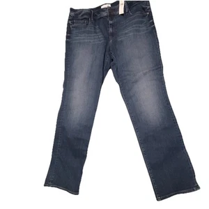 Pantalones de mezclilla para mujer Ann Taylor LOFT 14 curvilíneos rectos lavado oscuro desgastados nuevos con etiquetas - Imagen 1 de 15