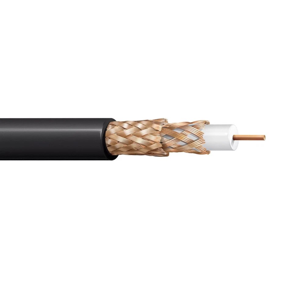 Cable coaxial negro protector trenzado cobre desnudo sólido Belden 9290 18 AWG 100' negro Foto 1 de 1