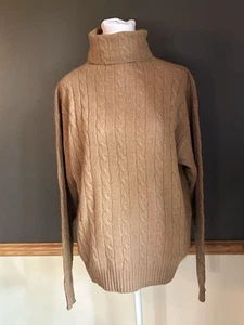 Vintage Ralph Lauren Women’s Camel Hair Lambswool Turtleneck Sweater Size Large - Picture 1 of 5