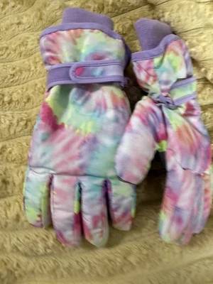 Girls Children’s Place Snow Gloves, Purple Pastel Tie-Dye Size 10 - Image 1 of 4