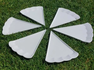Summer Triangle Pizza Plates Silea Porcelain Set of 6 White Ceramic Plates 6-8" - Picture 1 of 17