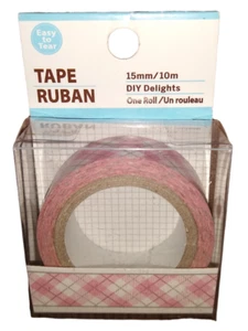 Tape Ruban 15mm/10m Planner Washi Tape Scrapbook - Pink Plaid - Picture 1 of 1