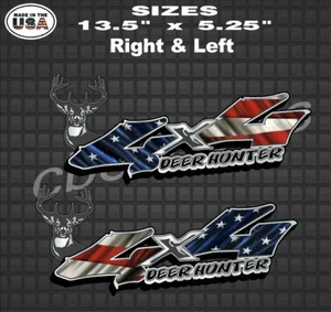 American Flag Deer Hunter 4x4 Truck Bed Decal Sticker Truck Decal Set Buck - Bild 1 von 4