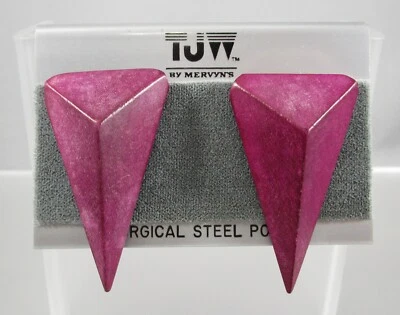 NWOT Purple Wood Drop Surgical Steel Post Fashion Earrings 119J - Image 1 of 4