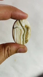 Natural agate oval Calcite cabochon With Brown Graphics Cabochon Agate - Picture 1 of 5