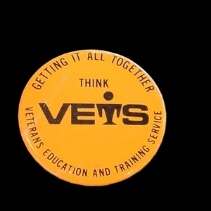 pop culture pinback Vtg button 80s Vet Getting It All Together Veteran Education - Picture 1 of 4
