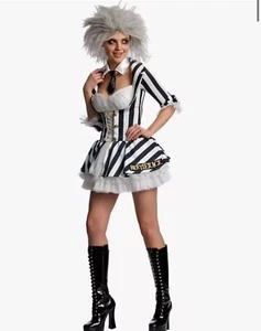 Beetlejuice 880617 Large Women's Black White Sexy Adult Costume - Picture 1 of 2