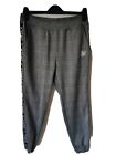 SikSilk Grey Checked Tartan Mens Joggers Sweatpants Size Large Embroidered Logo