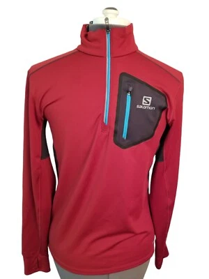Salomon Advance Skin Warm Red Pullover Women's Sweatshirt 1/4 Zip Size M - Image 1 of 4