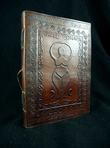 Mother Goddess - Large Handmade Leather Journal Wicca Book of Shadows, Gaia Luna - Picture 1 of 10